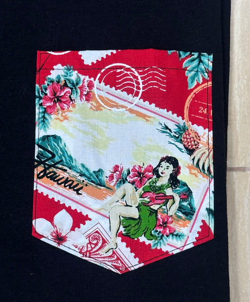 Hawaii Girl Stamp Pocket Tee
