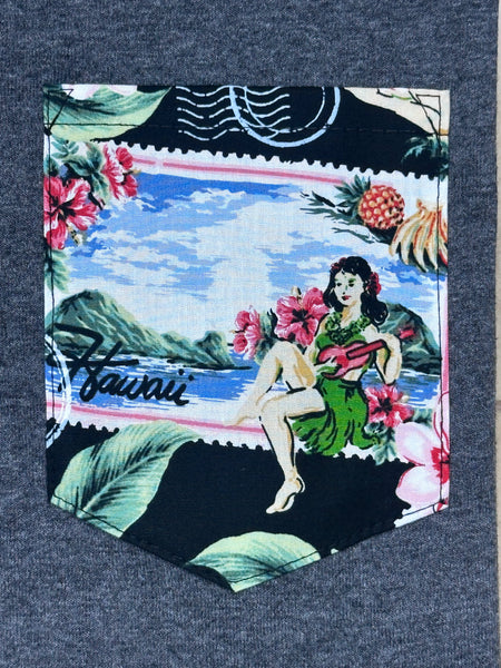 Hawaii Girl Stamp Pocket Tee