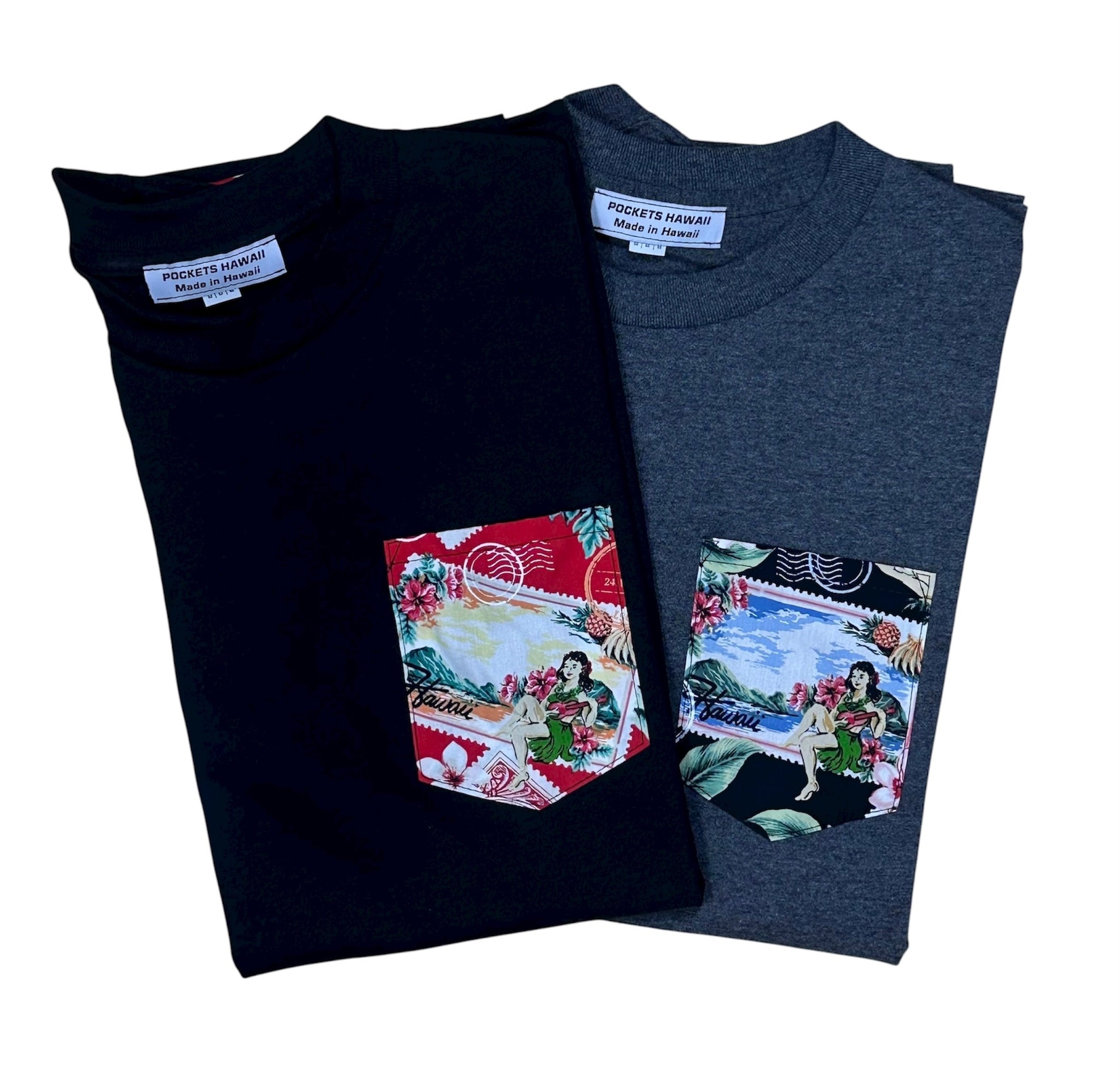 Hawaii Girl Stamp Pocket Tee