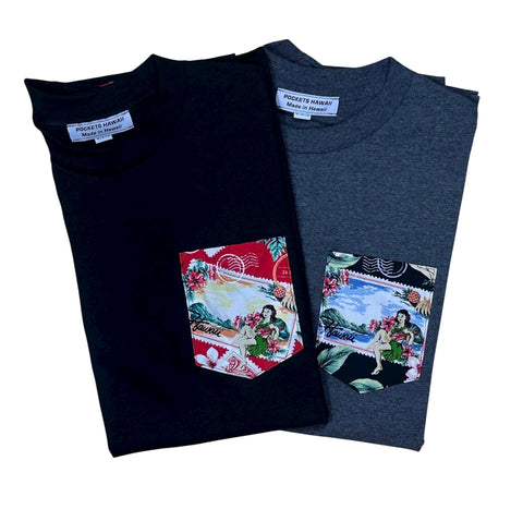 Hawaii Girl Stamp Pocket Tee