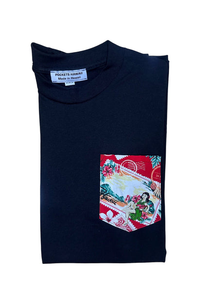 Hawaii Girl Stamp Pocket Tee