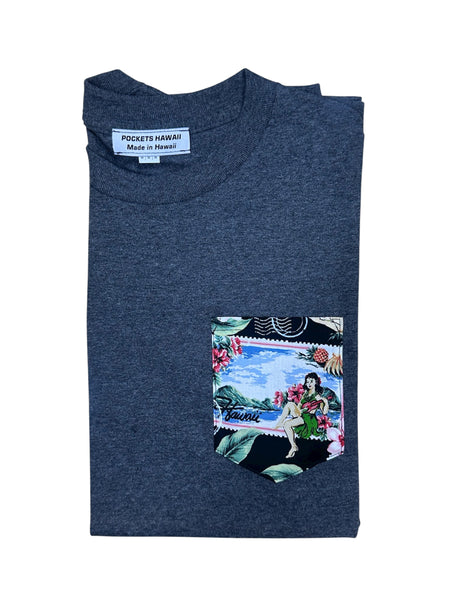 Hawaii Girl Stamp Pocket Tee