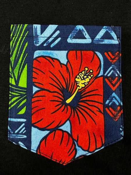 Red Hawaiian Hibiscus Flower Pocket Tee