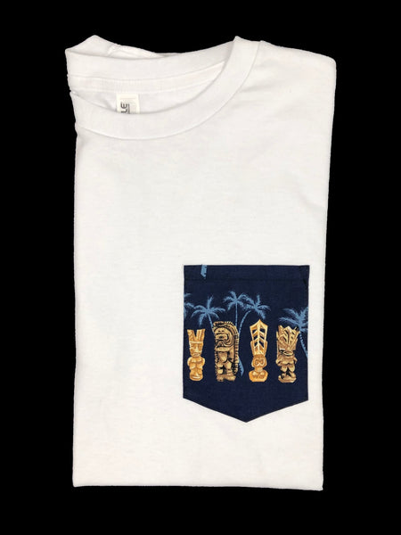 Navy Blue Hawaiian Tikis Pocket Tee