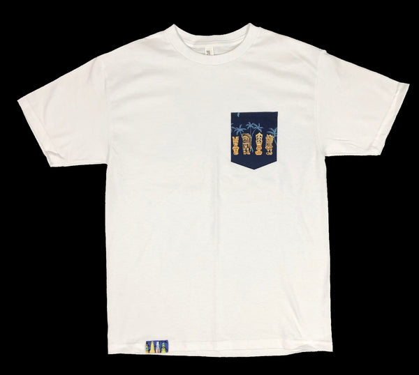 Navy Blue Hawaiian Tikis Pocket Tee