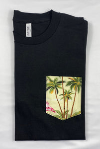 Palm Trees Yellow Background Pocket Tee
