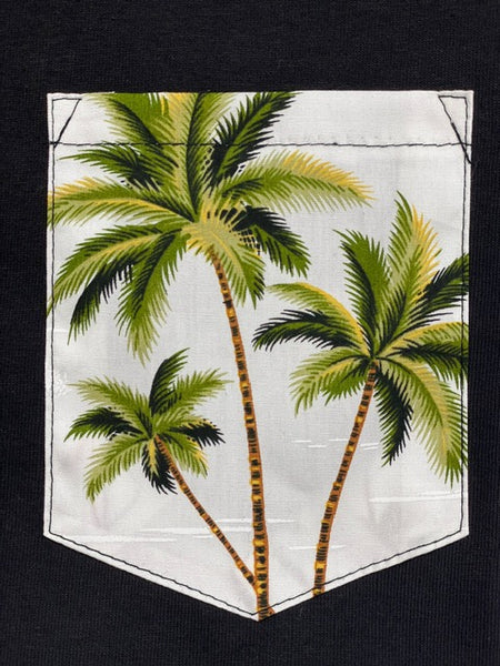 Palm Trees White Background Pocket Tank Top