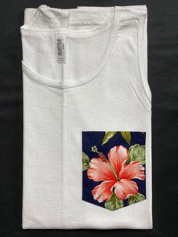 Light Orange Hibiscus Pocket Tank Top