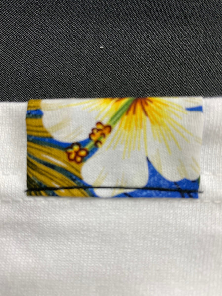 White Hawaiian Hibiscuses w/ Blue Background Pocket Tee